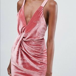 Endless Rose twist front velvet mini dress